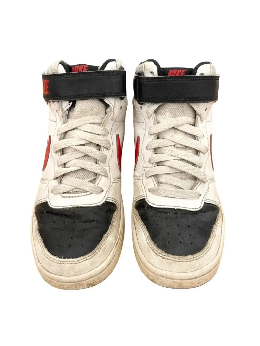 NIKE Court Borough Mid 2 Sneakers White Black Red SZ 4 YOUTH